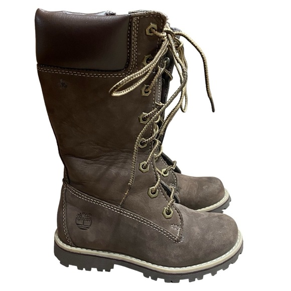 Timberland Leather Long Knee High Combat Moto Winter Boots Size 9.5 Toddler - Picture 3 of 9